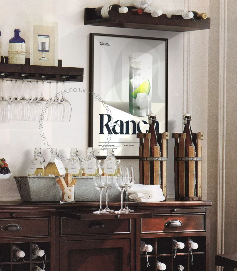 Mid-century retro Ranch Water Cocktail poster