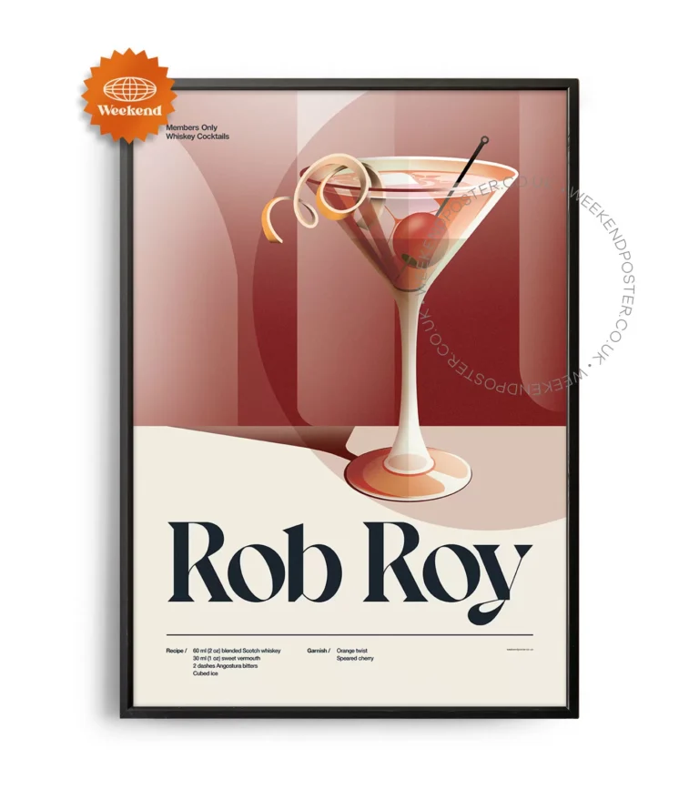 Mid-century retro Rob Roy Cocktail poster