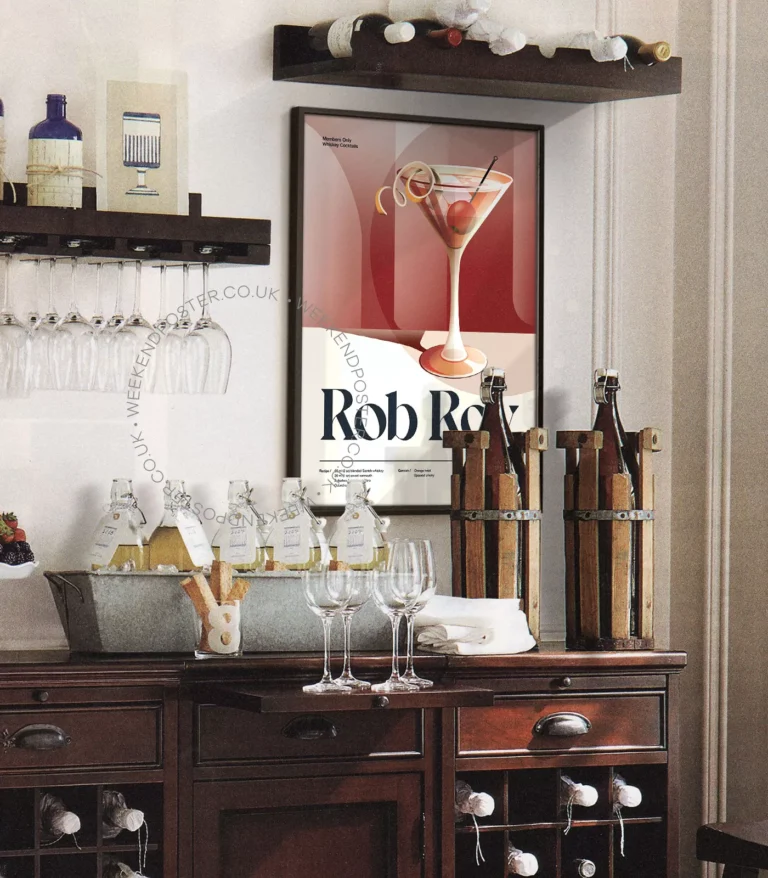 Mid-century retro Rob Roy Cocktail poster