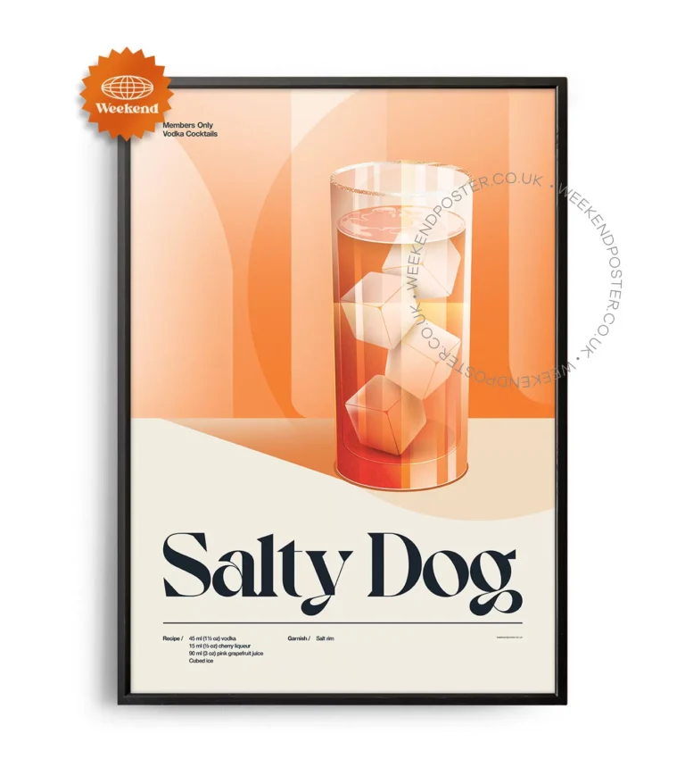 Mid-century retro Salty Dog Cocktail poster