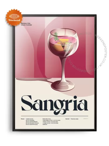 Mid-century retro Sangria Cocktail poster