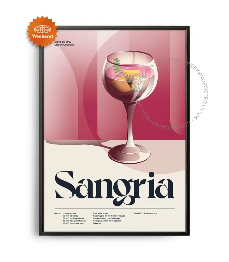 Mid-century retro Sangria Cocktail poster