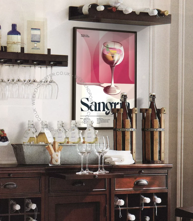 Mid-century retro Sangria Cocktail poster
