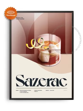 Mid-century retro Sazerac Cocktail poster