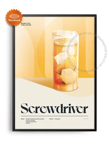 Mid-century retro Screwdriver Cocktail poster