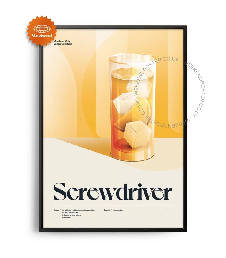 Mid-century retro Screwdriver Cocktail poster