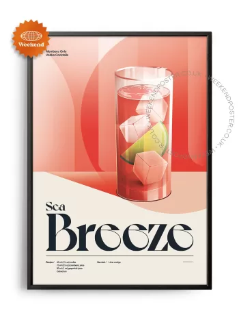 Mid-century retro Sea Breeze Cocktail poster