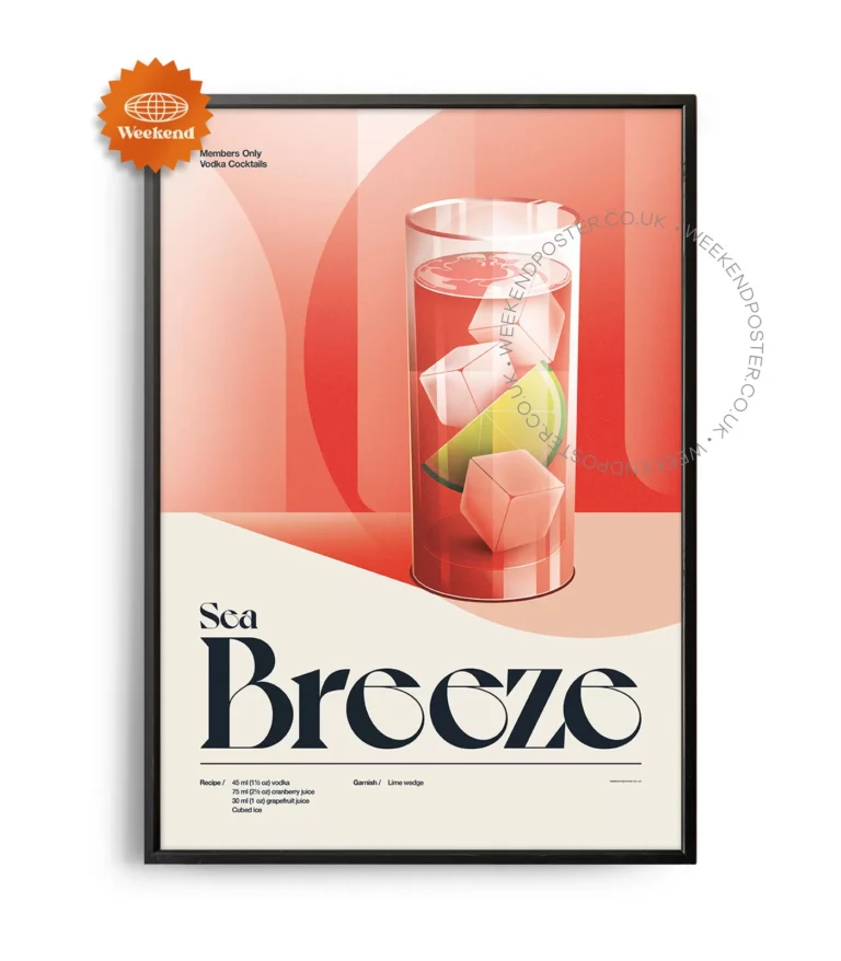 Mid-century retro Sea Breeze Cocktail poster