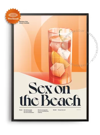 Mid-century retro Sex on the Beach Cocktail poster