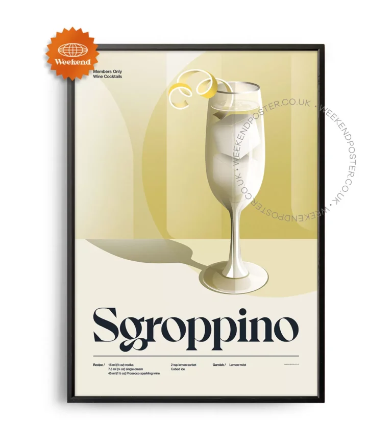 Mid-century retro Sgroppino Cocktail poster
