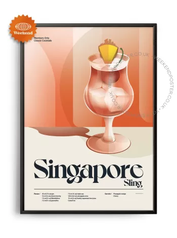 Mid-century retro Singapore Sling Cocktail poster