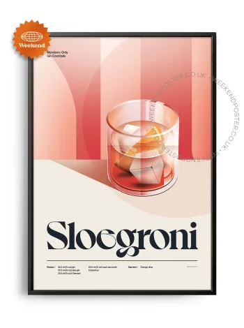 Mid-century retro Sloegroni Cocktail poster
