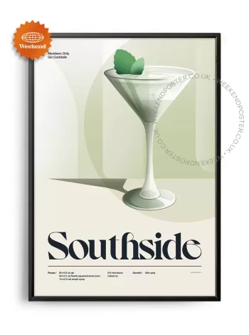 Mid-century retro Southside Cocktail poster