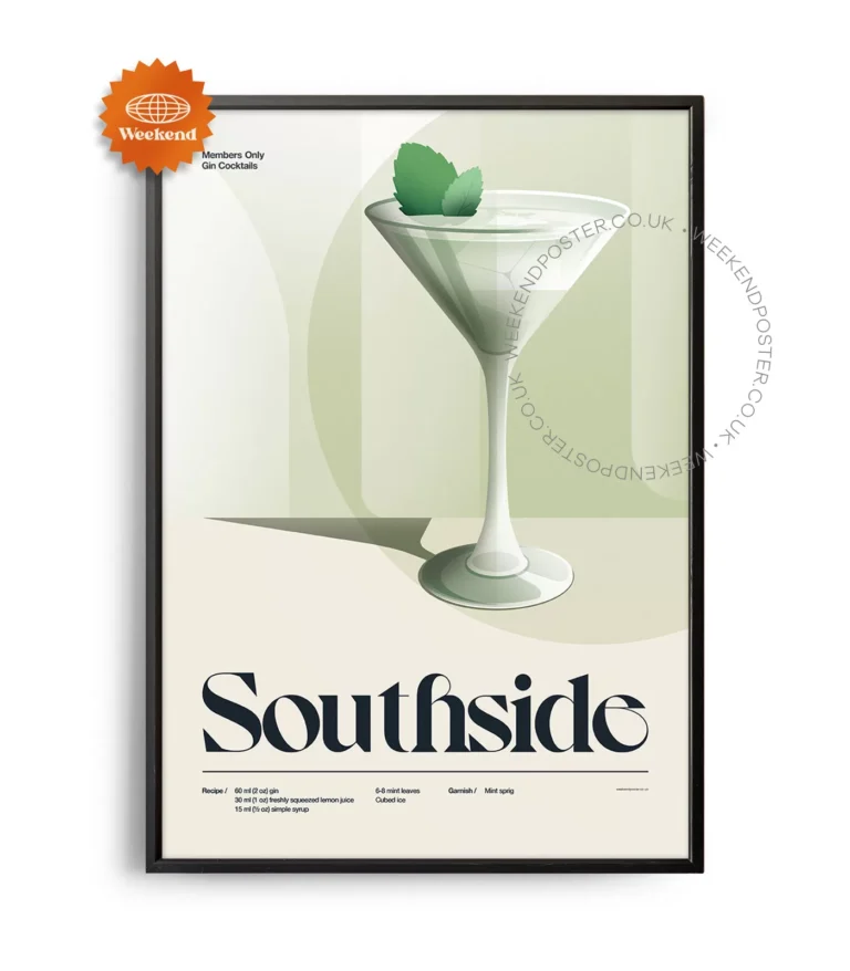 Mid-century retro Southside Cocktail poster