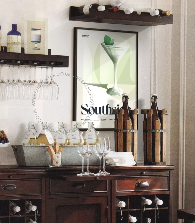 Mid-century retro Southside Cocktail poster