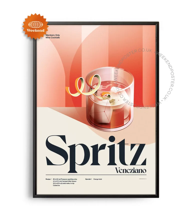 Mid-century retro Spritz Veneziano Cocktail poster