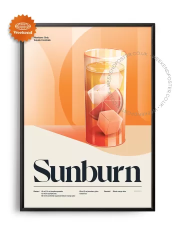 Mid-century retro Sunburn Cocktail poster