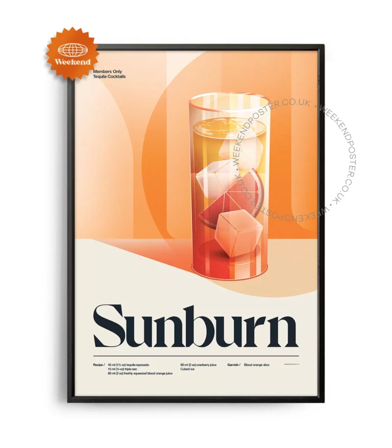 Mid-century retro Sunburn Cocktail poster