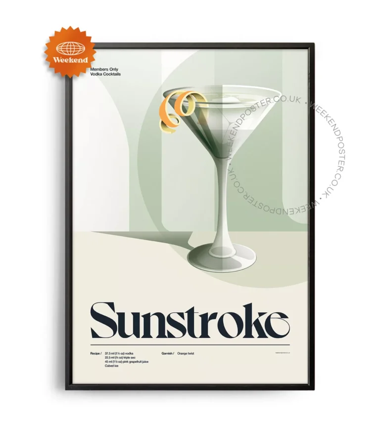 Mid-century retro Sunstroke Cocktail poster