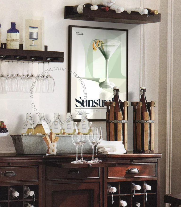 Mid-century retro Sunstroke Cocktail poster