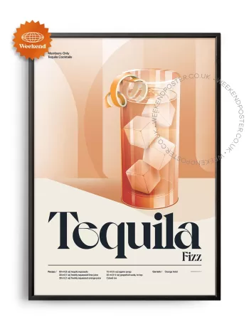 Mid-century retro Tequila Fizz Cocktail poster