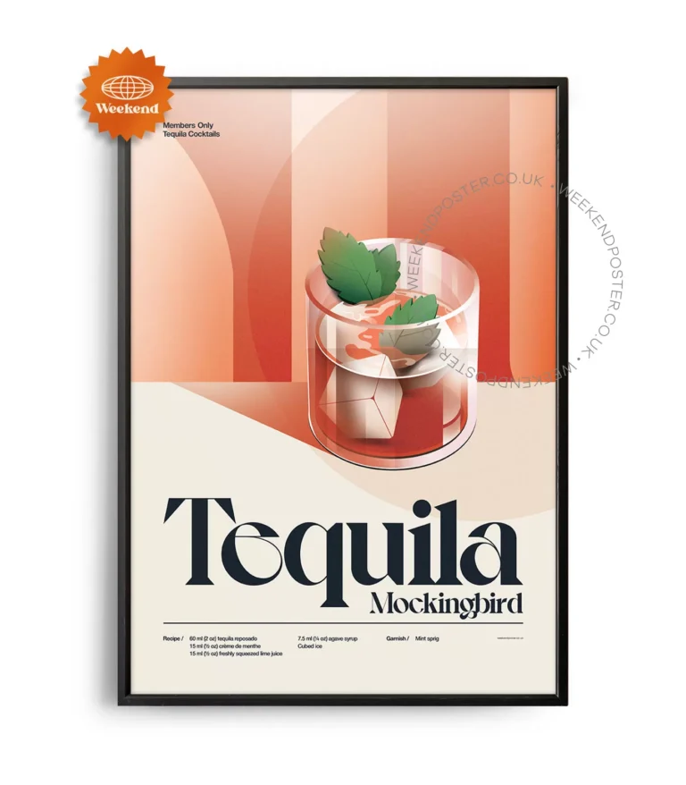 Mid-century retro Tequila Mockingbird Cocktail poster