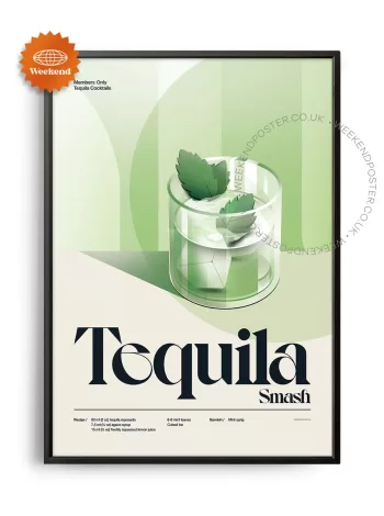 Mid-century retro Tequila Smash Cocktail poster