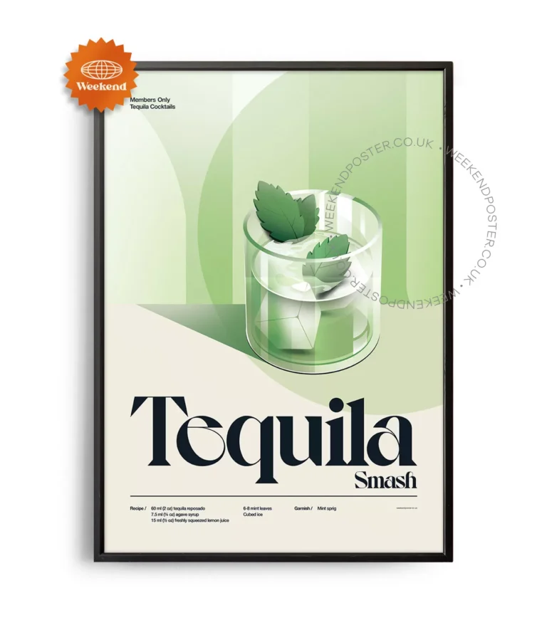 Mid-century retro Tequila Smash Cocktail poster