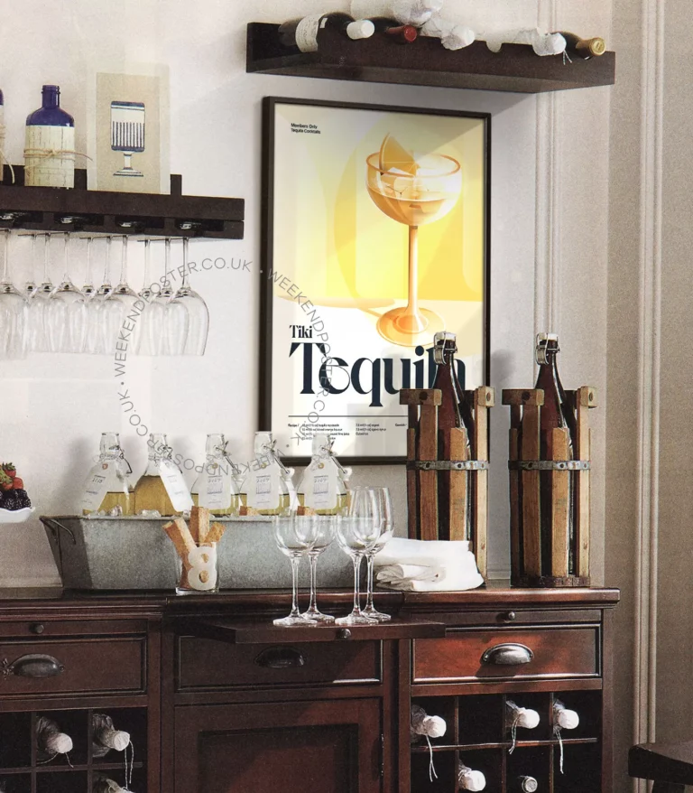 Mid-century retro Tiki Tequila Cocktail poster