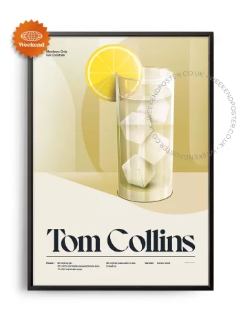 Mid-century retro Tom Collins Cocktail poster