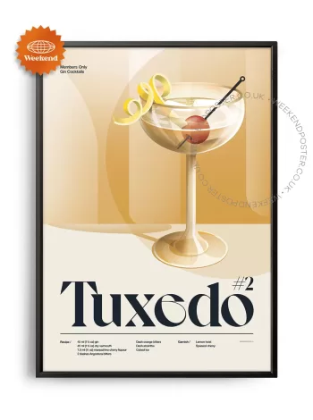 Mid-century retro Tuxedo #2 Cocktail poster
