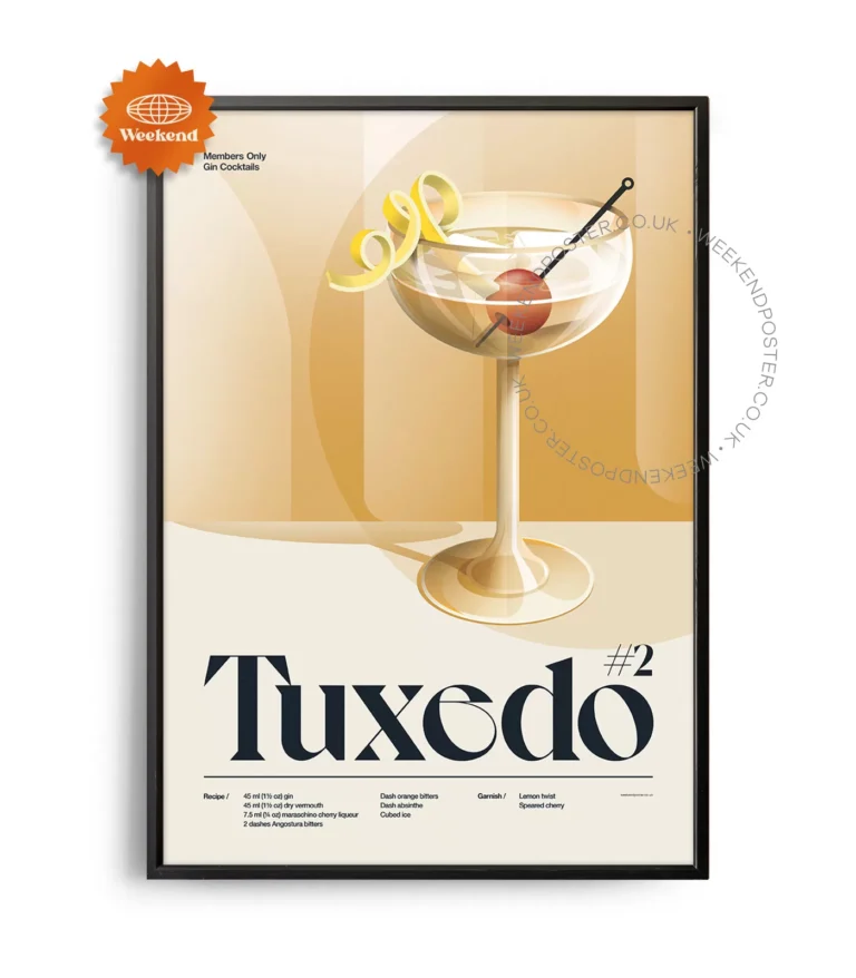 Mid-century retro Tuxedo #2 Cocktail poster