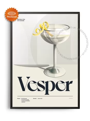 Mid-century retro Vesper Cocktail poster