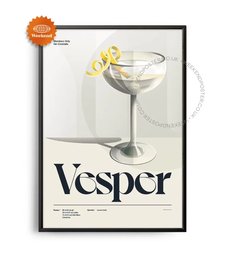 Mid-century retro Vesper Cocktail poster