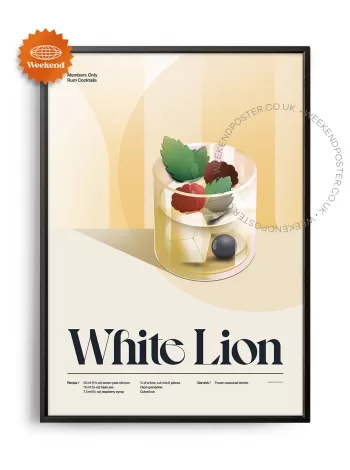 Mid-century retro White Lion Cocktail poster