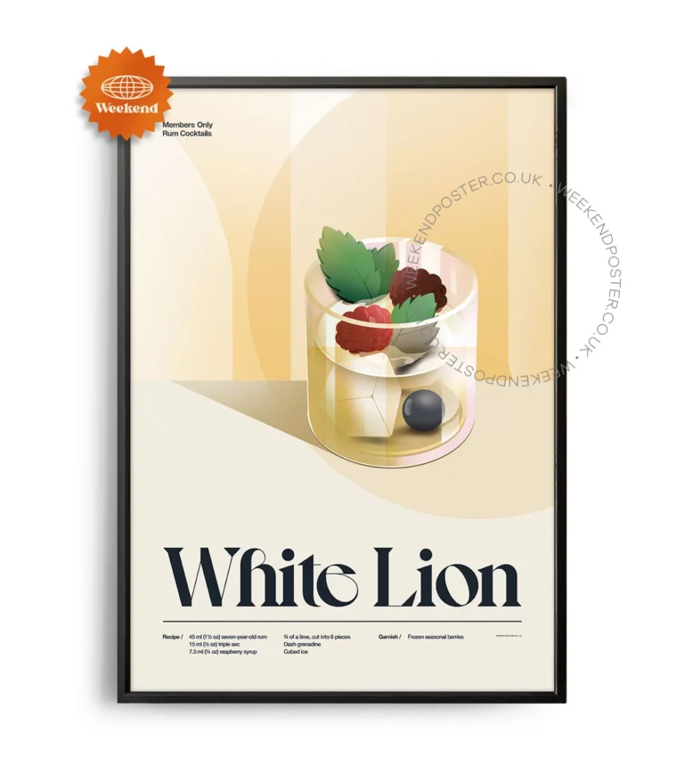 Mid-century retro White Lion Cocktail poster