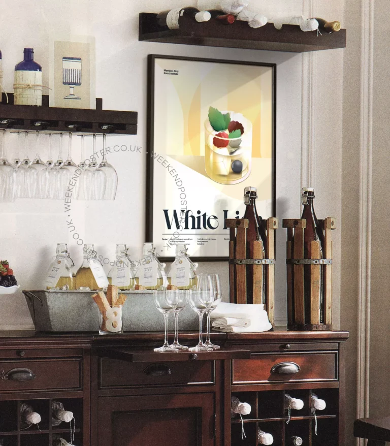 Mid-century retro White Lion Cocktail poster
