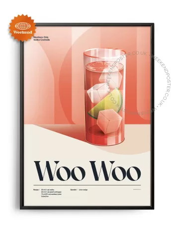 Mid-century retro Woo Woo Cocktail poster