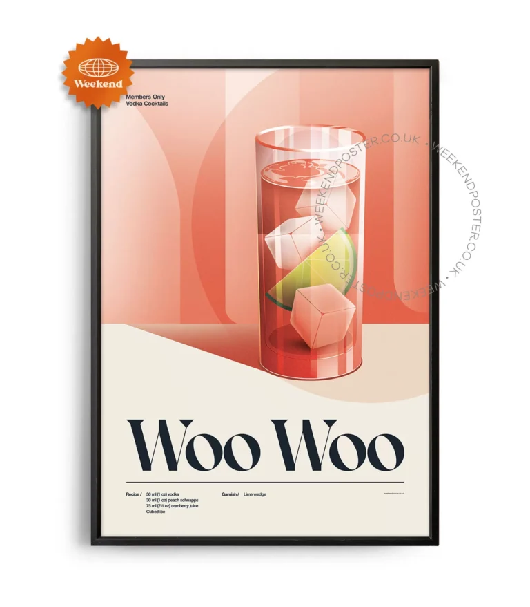 Mid-century retro Woo Woo Cocktail poster