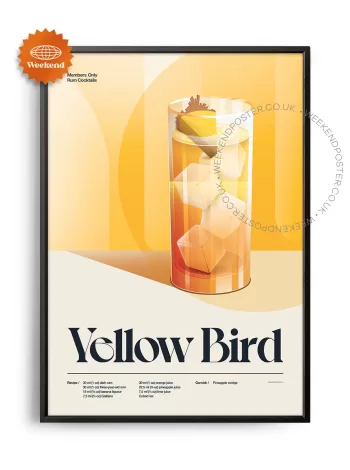 Mid-century retro Yellow Bird Cocktail poster