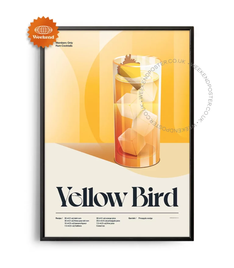 Mid-century retro Yellow Bird Cocktail poster