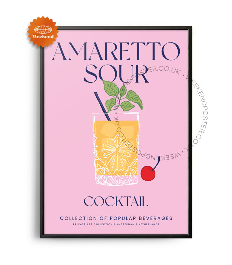 Amaretto Sour colorful cocktail poster