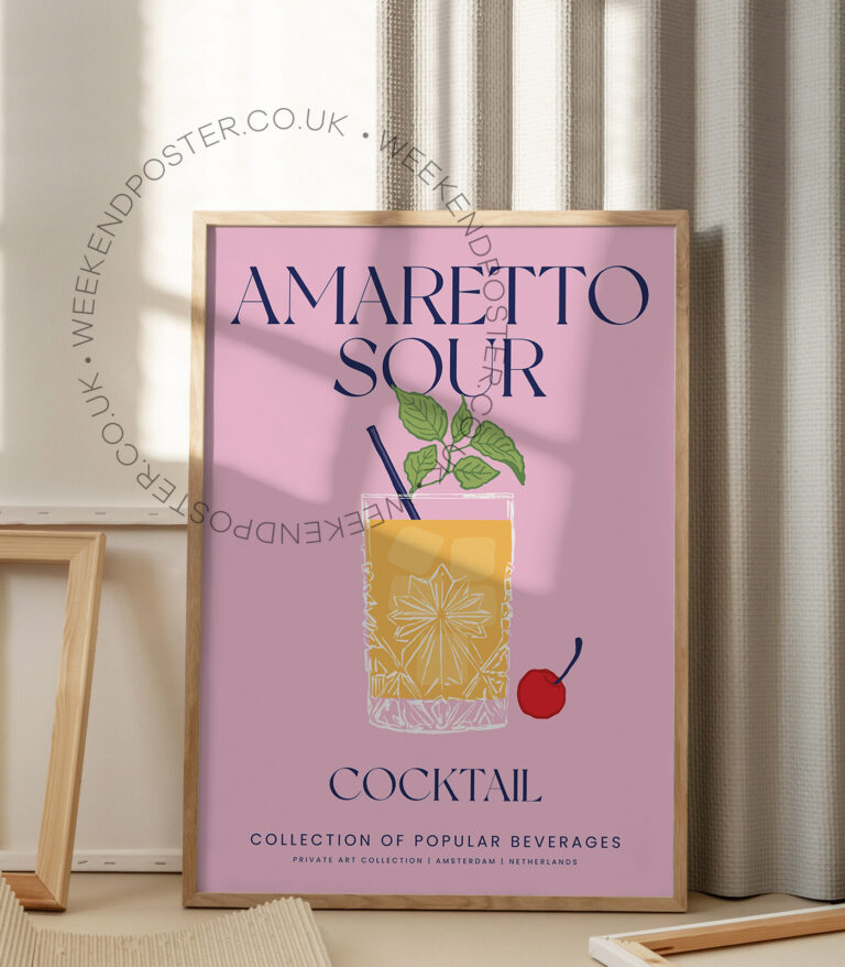 Amaretto Sour colorful cocktail poster