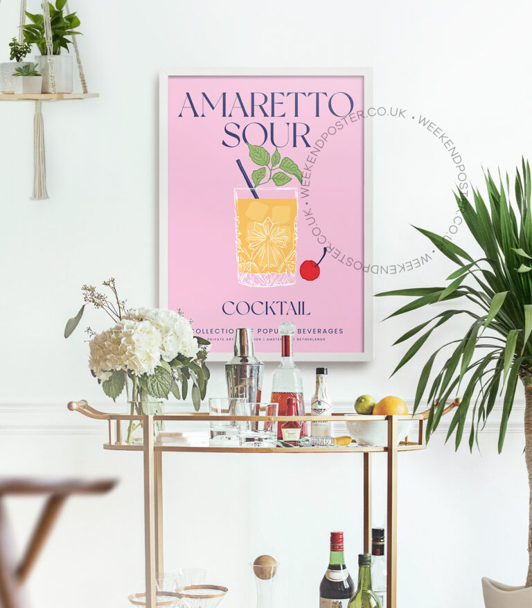 Amaretto Sour colorful cocktail poster