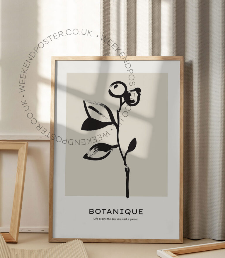 Botanique minimal black and white poster