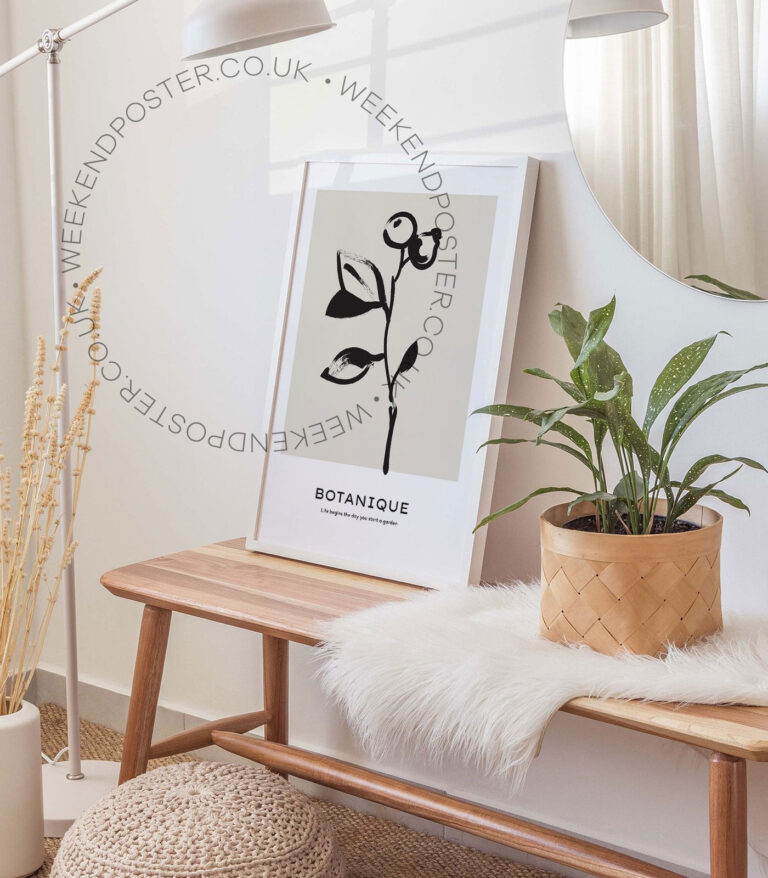 Botanique minimal black and white poster