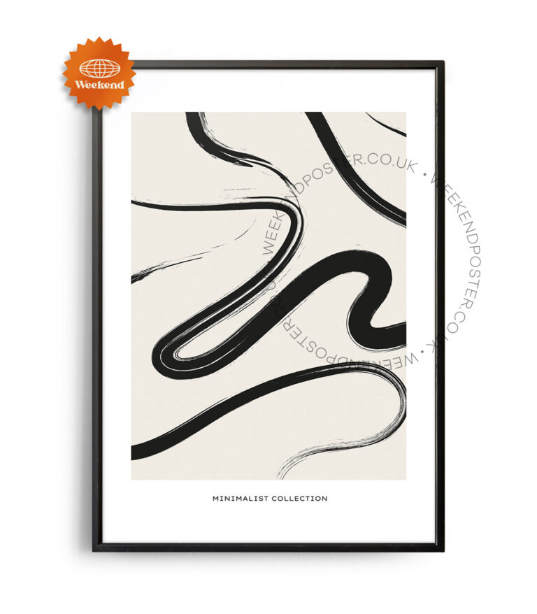 Abstract minimal black and white poster