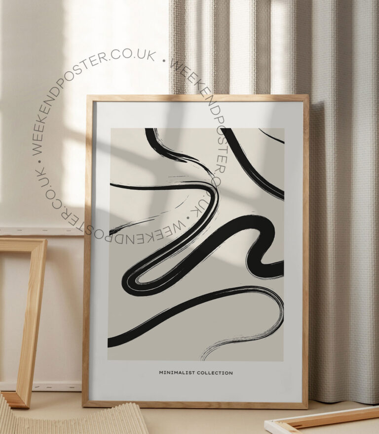 Abstract minimal black and white poster