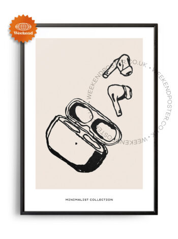 Air Pod minimal black and white poster