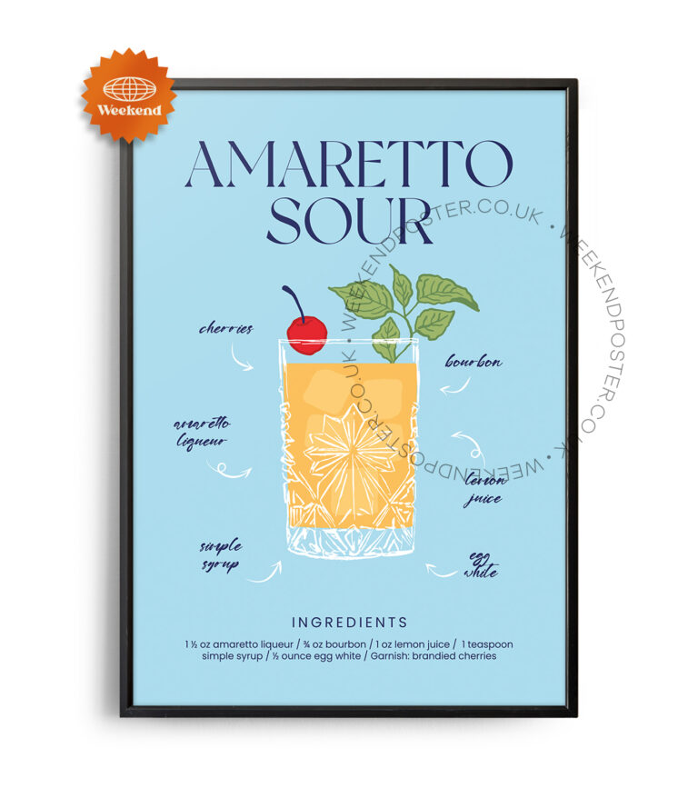 Amaretto Sour colorful cocktail poster